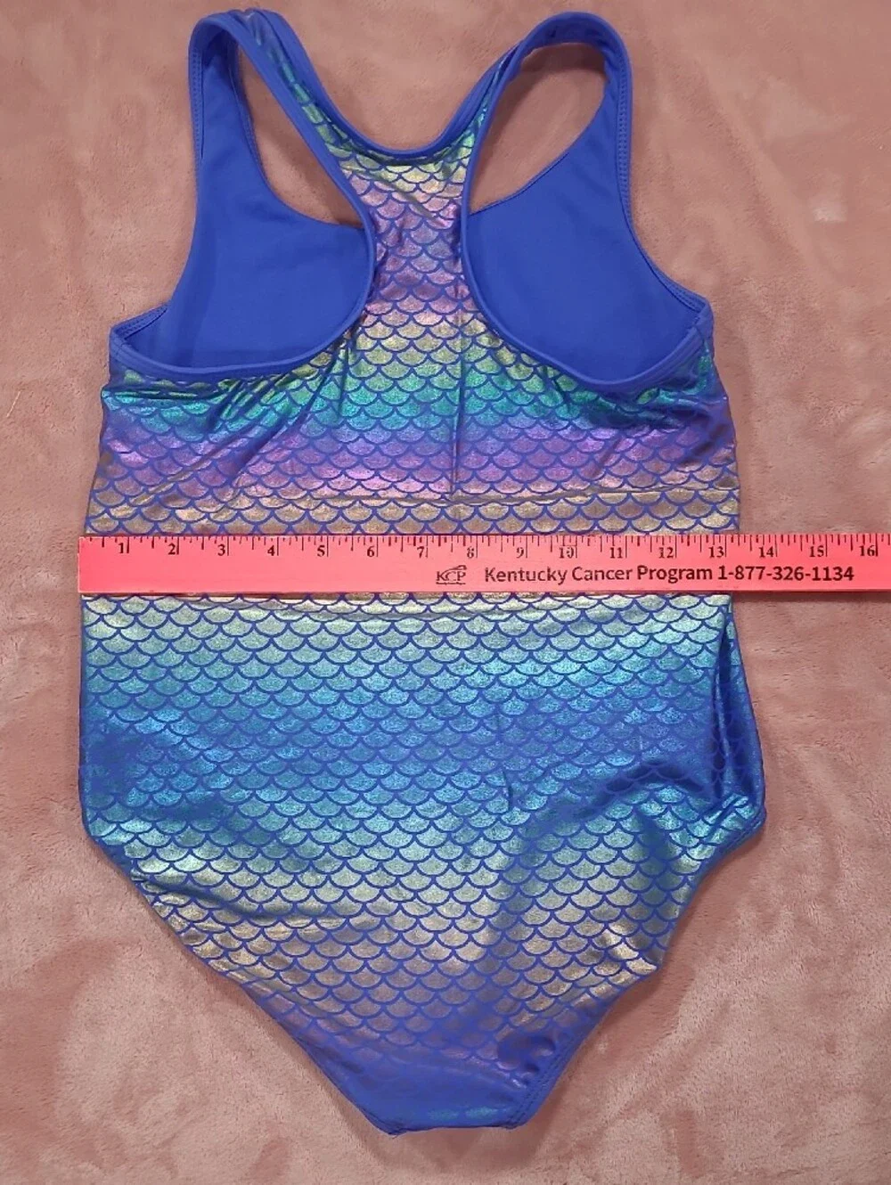 wonder nation Blue Mermaid Club One-Piece Swimsuit with Iridescent Panels